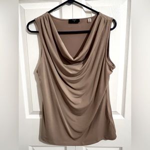 Tahari Tan Draped Blouse
